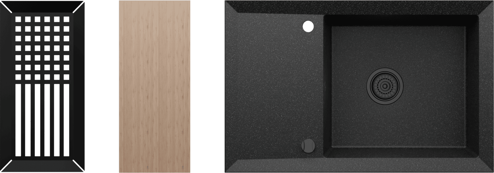 Zlewozmywak granitowy KGS Y 6078 1B1D Black Metallic